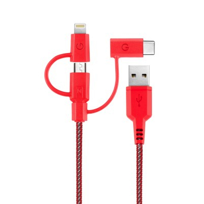 Energea NyloTough 3-in-1 Lightning + Micro-USB + USB-C Cable - 2