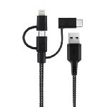 Energea NyloTough 3-in-1 Lightning + Micro-USB + USB-C Cable